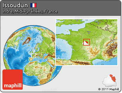 Physical Location Map of Issoudun, highlighted parent region