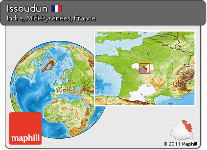 Physical Location Map of Issoudun, highlighted parent region, highlighted grandparent region