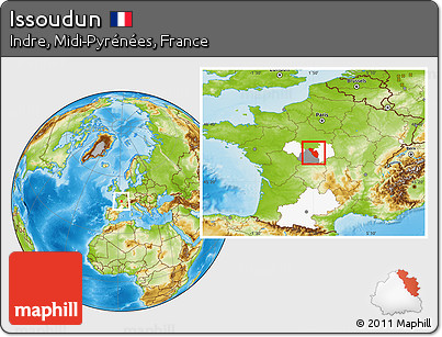 Physical Location Map of Issoudun, highlighted parent region, highlighted grandparent region