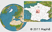 Satellite Location Map of Issoudun, highlighted country, highlighted parent region