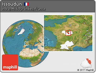 Satellite Location Map of Issoudun, highlighted grandparent region