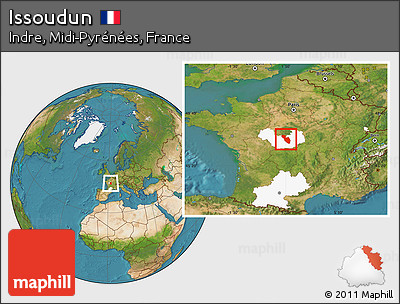 Satellite Location Map of Issoudun, highlighted grandparent region