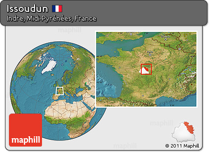 Satellite Location Map of Issoudun, highlighted parent region