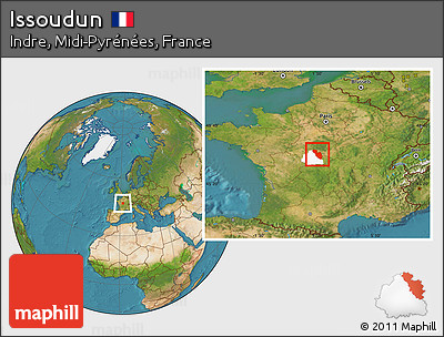 Satellite Location Map of Issoudun, highlighted parent region