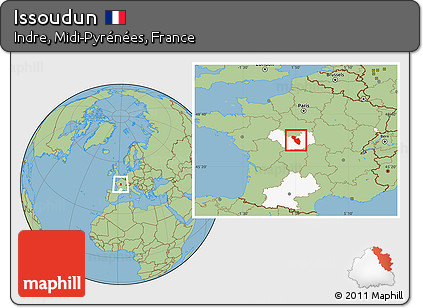 Savanna Style Location Map of Issoudun, highlighted grandparent region