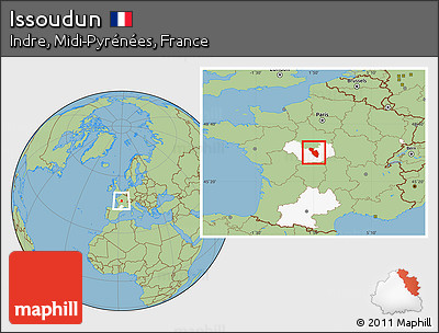 Savanna Style Location Map of Issoudun, highlighted grandparent region