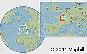 Savanna Style Location Map of Issoudun, highlighted parent region, within the entire country, hill shading