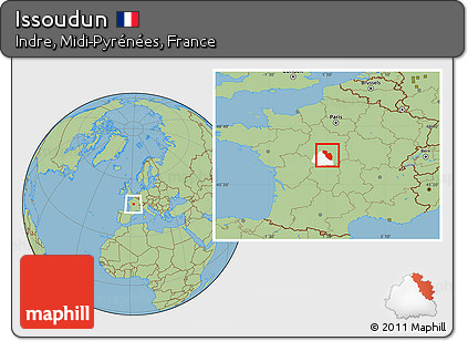 Savanna Style Location Map of Issoudun, highlighted parent region