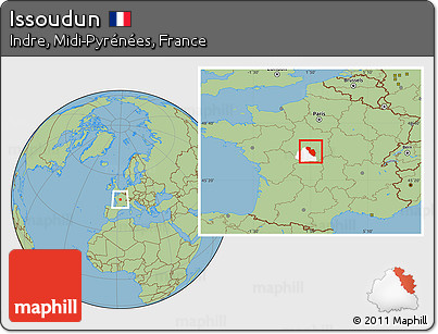 Savanna Style Location Map of Issoudun, highlighted parent region