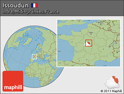 Savanna Style Location Map of Issoudun, highlighted parent region