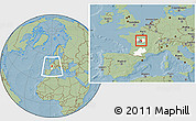 Savanna Style Location Map of Issoudun, highlighted parent region, highlighted grandparent region, within the entire country, hill shading