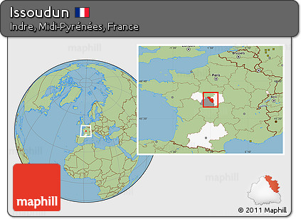 Savanna Style Location Map of Issoudun, highlighted parent region, highlighted grandparent region