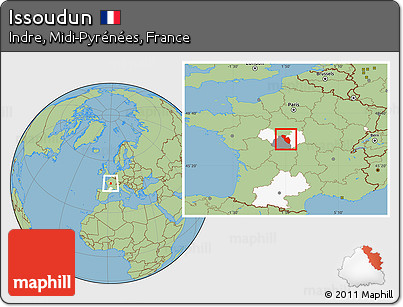 Savanna Style Location Map of Issoudun, highlighted parent region, highlighted grandparent region