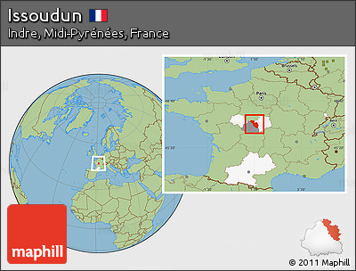 Savanna Style Location Map of Issoudun, highlighted parent region, highlighted grandparent region