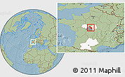 Savanna Style Location Map of Issoudun, highlighted parent region, highlighted grandparent region, hill shading