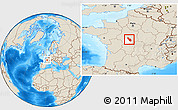 Shaded Relief Location Map of Issoudun, highlighted parent region