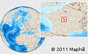 Shaded Relief Location Map of Issoudun