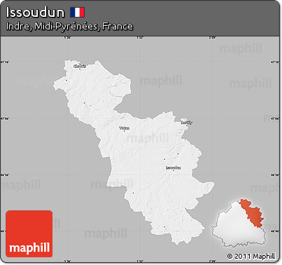 Gray Map of Issoudun, single color outside