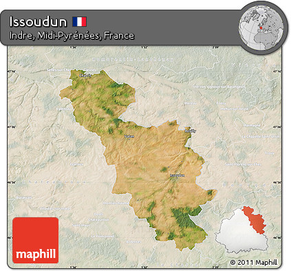 Satellite Map of Issoudun, lighten