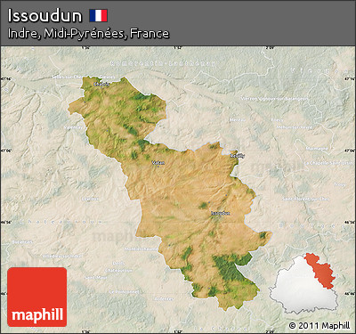 Satellite Map of Issoudun, lighten