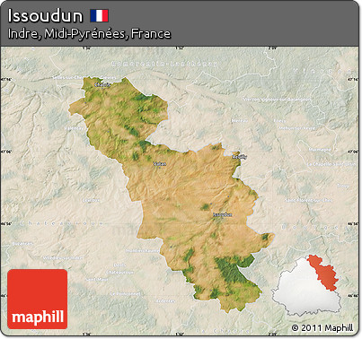 Satellite Map of Issoudun, lighten