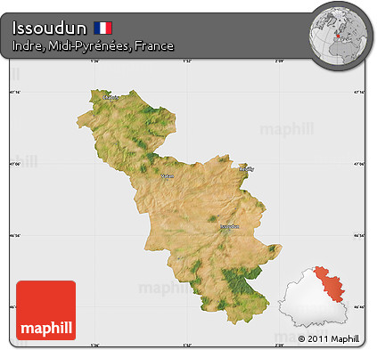 Satellite Map of Issoudun, single color outside