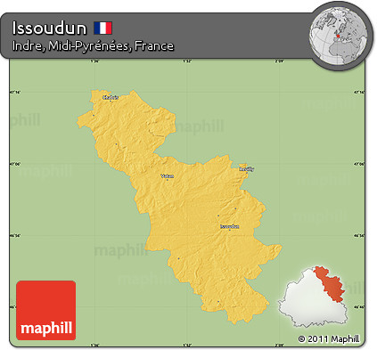 Savanna Style Map of Issoudun, single color outside