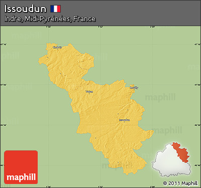 Savanna Style Map of Issoudun, single color outside