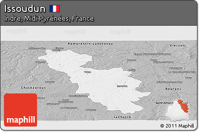 Gray Panoramic Map of Issoudun