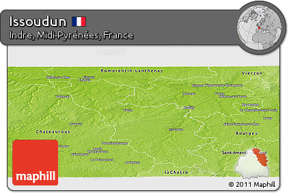 Physical Panoramic Map of Issoudun