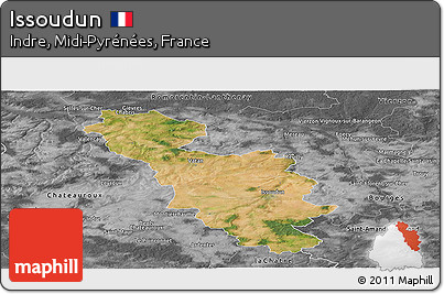 Satellite Panoramic Map of Issoudun, desaturated