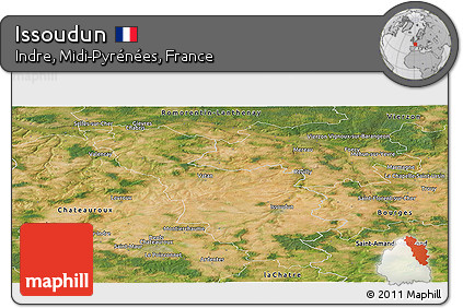 Satellite Panoramic Map of Issoudun