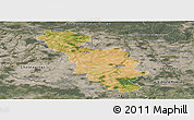 Satellite Panoramic Map of Issoudun, semi-desaturated