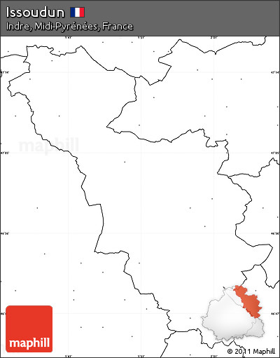 Blank Simple Map of Issoudun, no labels