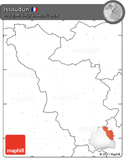 Blank Simple Map of Issoudun, no labels