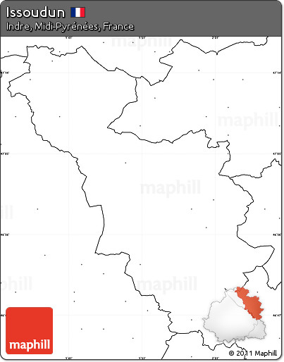 Blank Simple Map of Issoudun, no labels