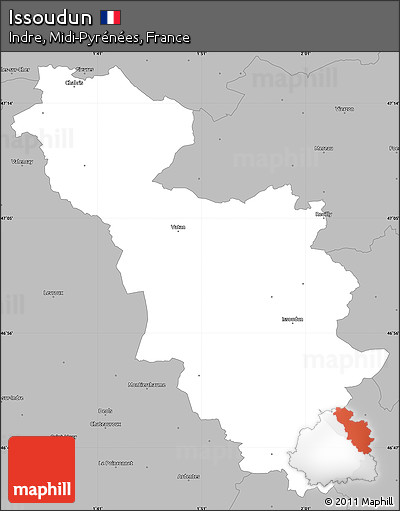 Gray Simple Map of Issoudun