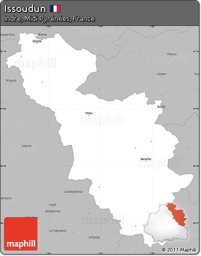 Gray Simple Map of Issoudun