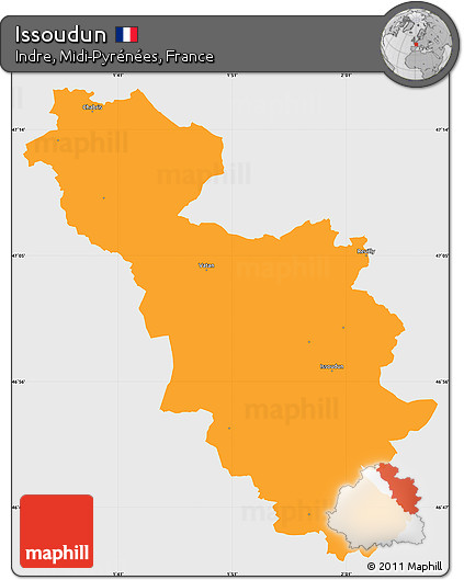 Political Simple Map of Issoudun, single color outside