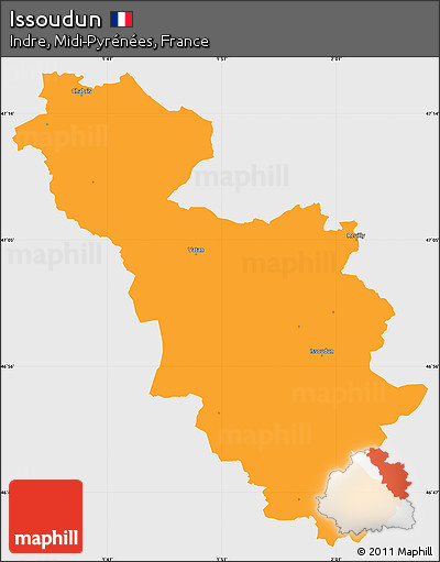 Political Simple Map of Issoudun, single color outside