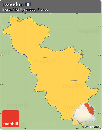 Savanna Style Simple Map of Issoudun, cropped outside