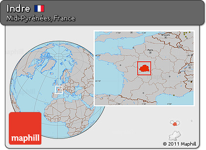 Gray Location Map of Indre