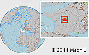Gray Location Map of Indre, hill shading