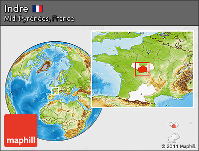 Physical Location Map of Indre, highlighted parent region