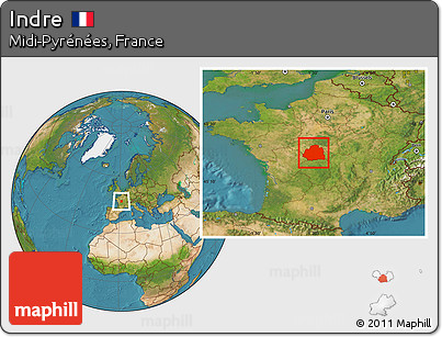 Satellite Location Map of Indre