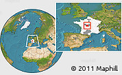 Satellite Location Map of Indre, highlighted country, highlighted parent region, within the entire country