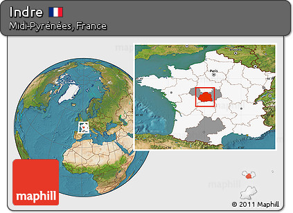 Satellite Location Map of Indre, highlighted country, highlighted parent region