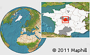 Satellite Location Map of Indre, highlighted country, highlighted parent region