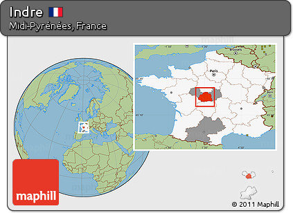 Savanna Style Location Map of Indre, highlighted country, highlighted parent region