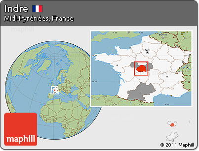 Savanna Style Location Map of Indre, highlighted country, highlighted parent region